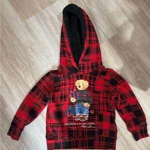 Polo by Ralph Lauren Red Plaid Hoodie with Bear Graphic